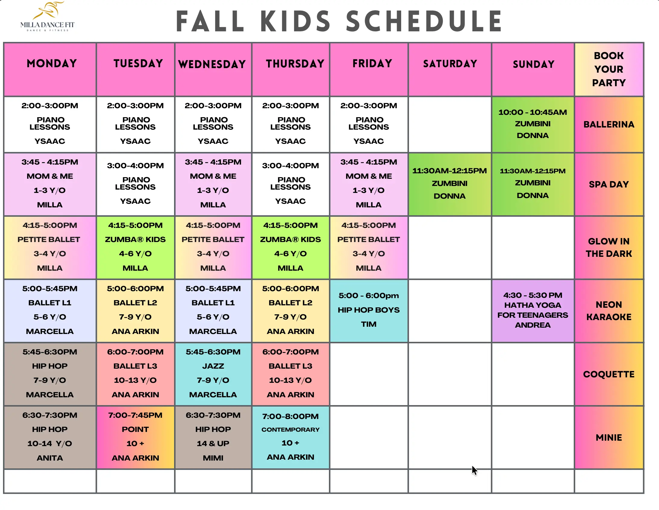 Kids Schedule