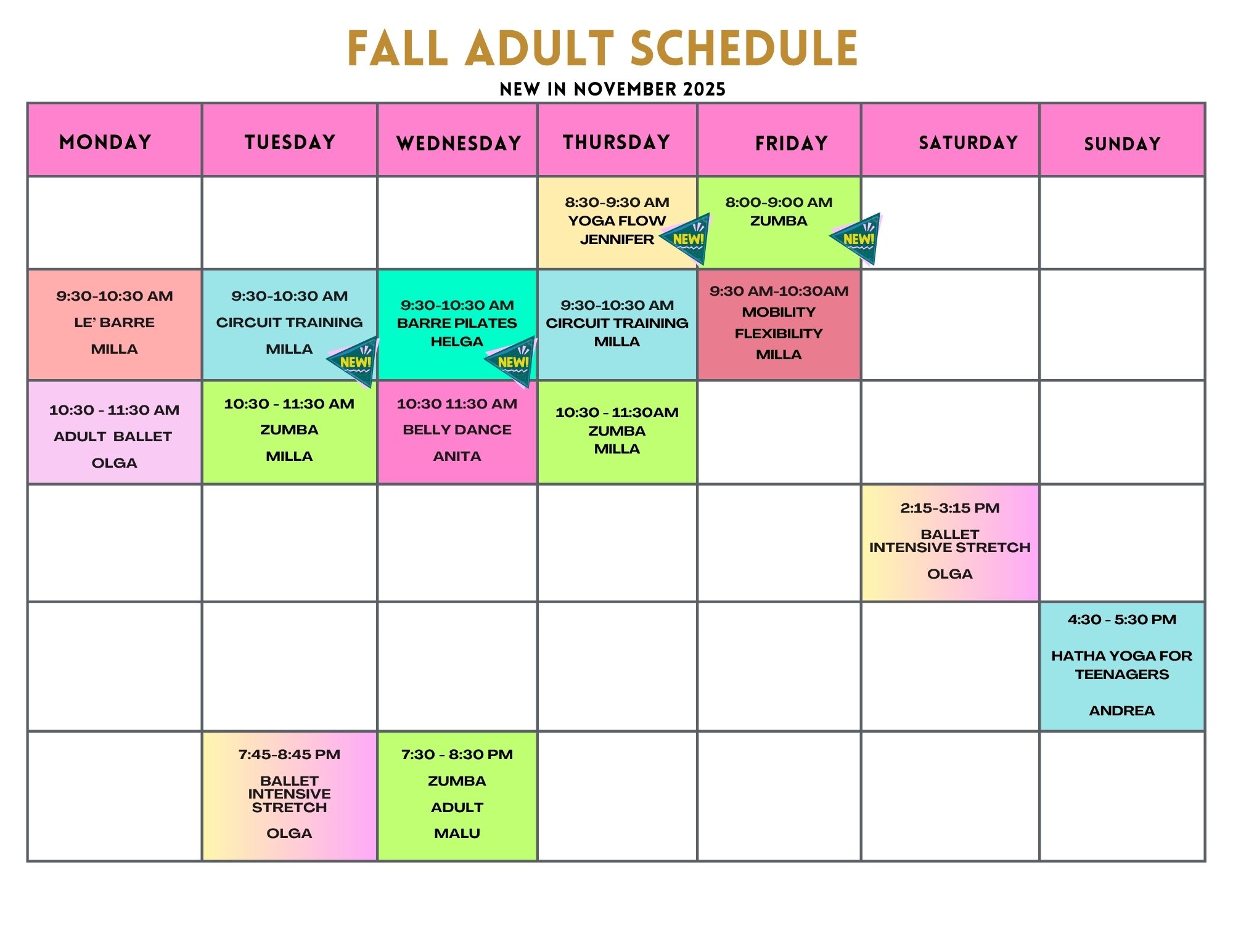 2025 Adult July Schedule